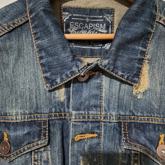 Escapism 2XL distressed denim jacket (blue) - Picture 5 of 5